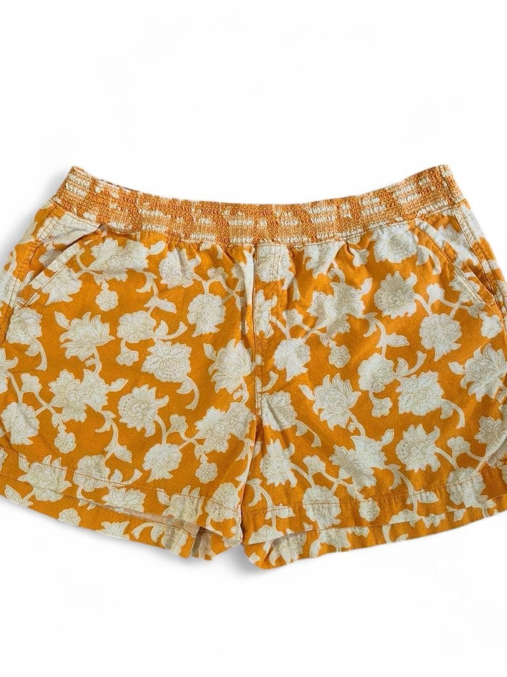 Orange and white floral shorts